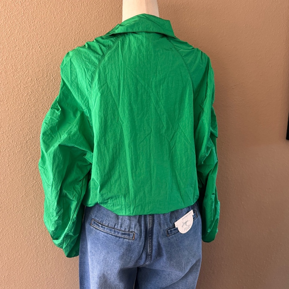 Women's Green Windbreaker Jacket - Picture 6 of 9